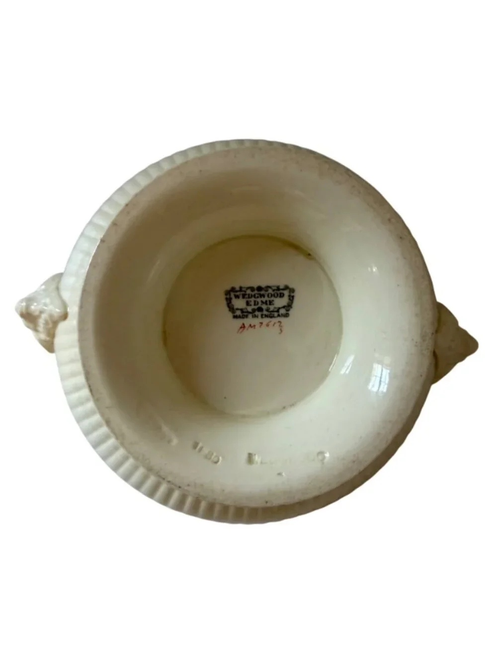 Vintage Wedgwood EDME Covered Tureen Green Trim Rams Head Handles England